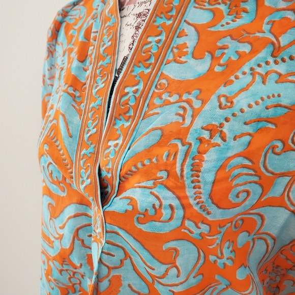 Alice + Olivia Orange and Blue Blouse - Picture 3 of 6